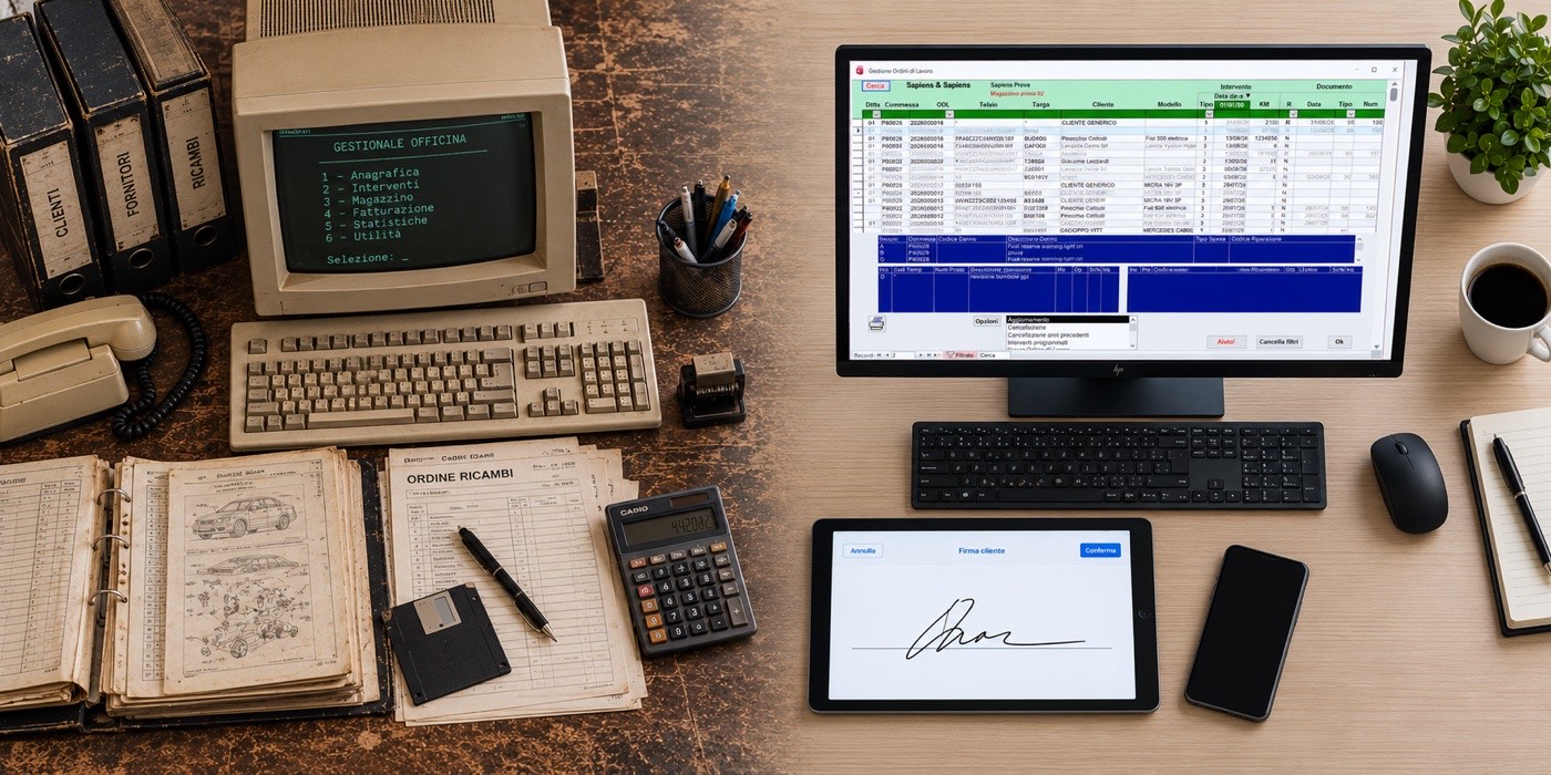 Da un vecchio terminale del 1993 al gestionale Sapiens di oggi, con firma digitale su tablet